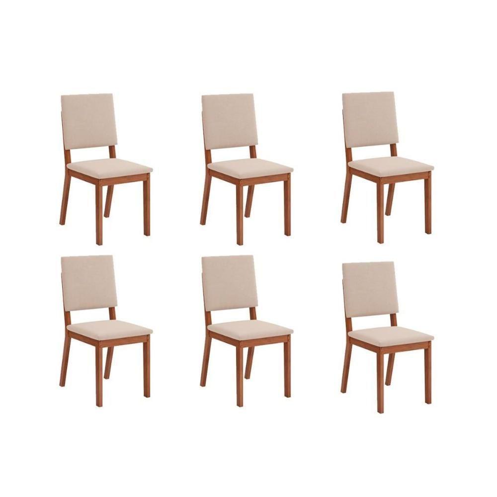 Kit 6 Cadeiras Sala Jantar Talia 6 Un Freijo Suede Creme - 1