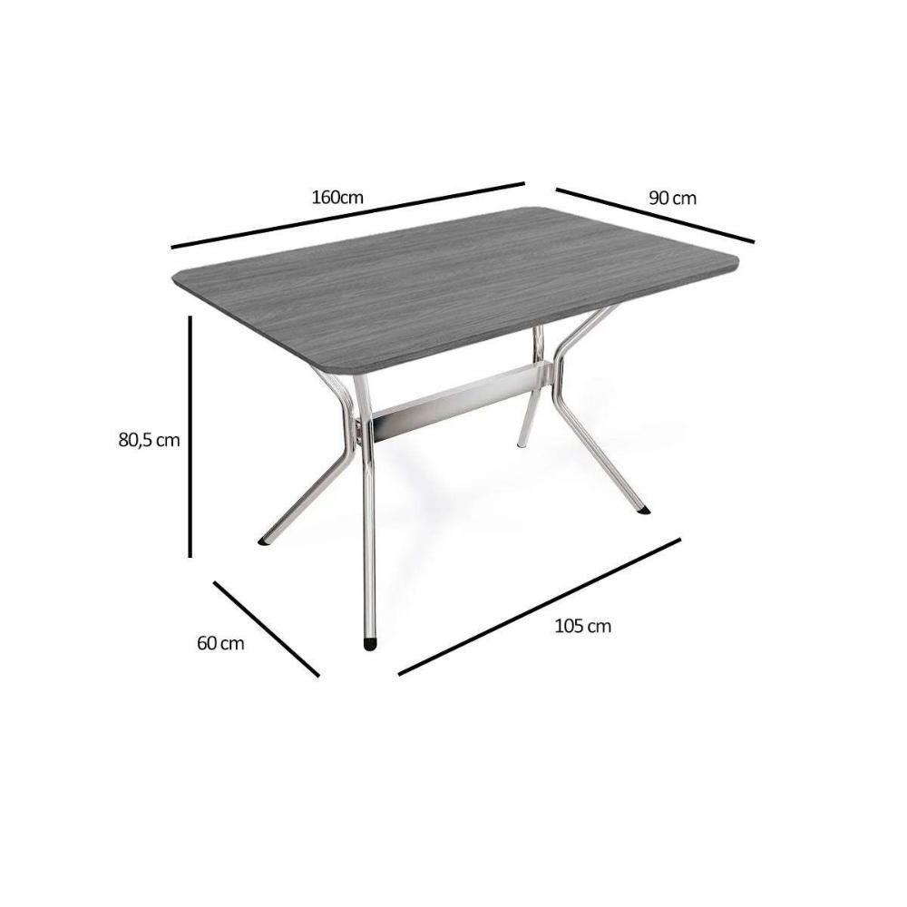 Conjunto Mesa De Cozinha Loire Com Tampo De Madeira 160cm E 6 Cadeiras Amsterdã Cromada Branco 106 Kappesberg - 2