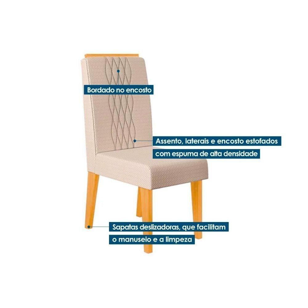 Kit 4 Cadeiras Sala Jantar Lia 4 Un Freijo Linho Neve - 3