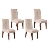 Kit 4 Cadeiras Sala Jantar Lia 4 Un Freijo Linho Neve - 1