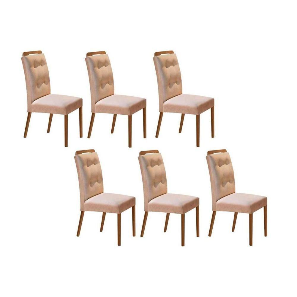 Kit 4 Cadeiras Sala Jantar Imperatriz 6 Un Capuccino Linho Bege Turim Rufato - 1