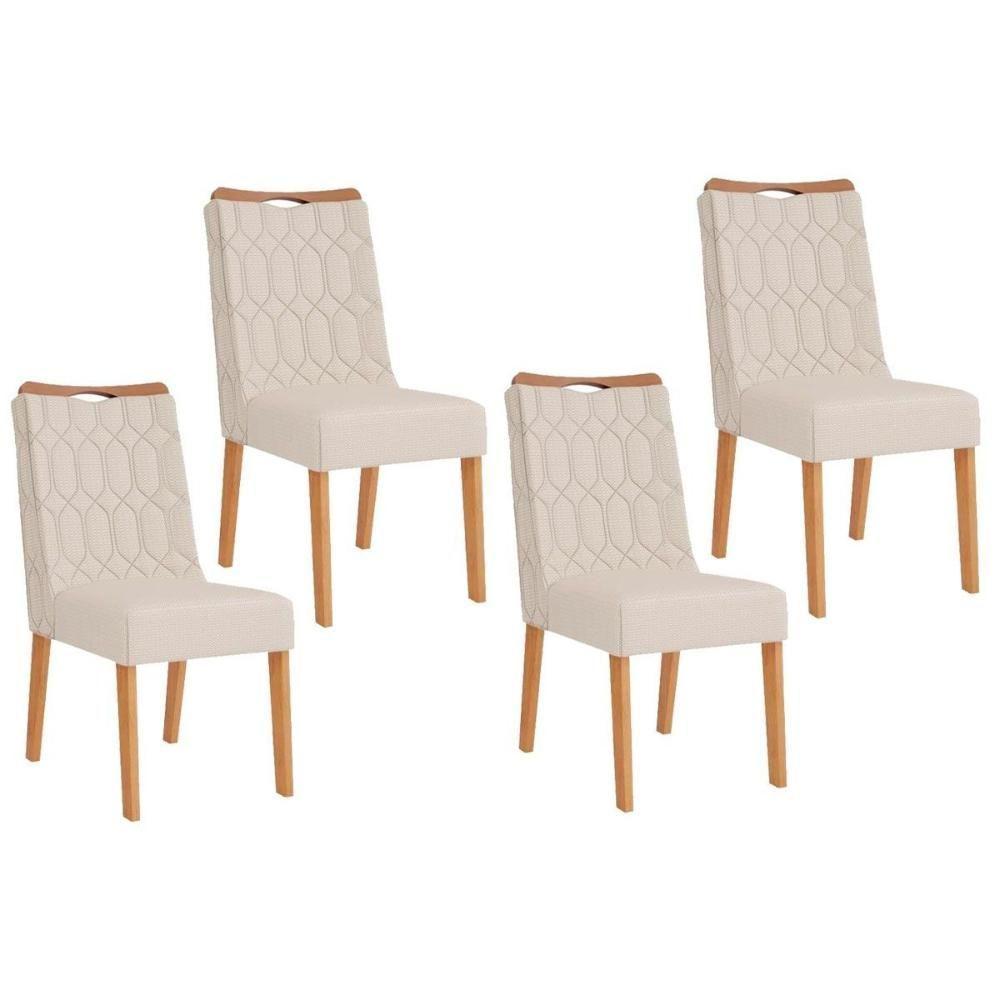 Kit 4 Cadeiras Sala Jantar Bia 4 Un Cedro Linho Neve - 1