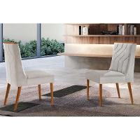 Kit 2 Cadeiras Sala Jantar Nevada 2 Un Madeira Capuccino Suede Creme Rufato - 1