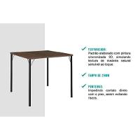 Conjunto Mesa De Cozinha 1545 Aço Com Tampo Madeirado 87x87cm E 4 Cadeiras 1700 Preto Legno Preto Carraro - 7