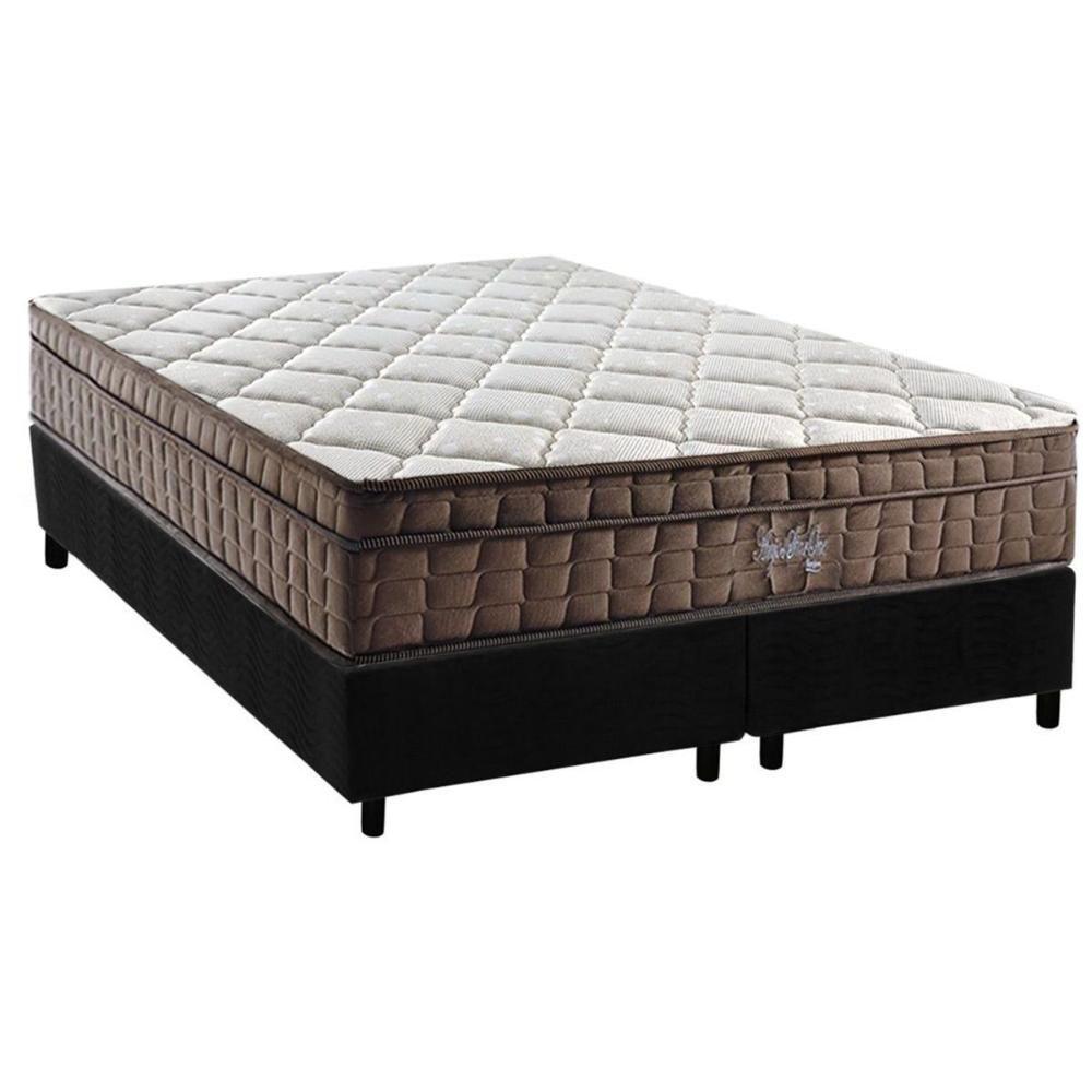 Cama Box Queen: Colchão Ortopédico D28 - Ag65 Anjos Star + Base Crc Suede Black (158x198) - 1
