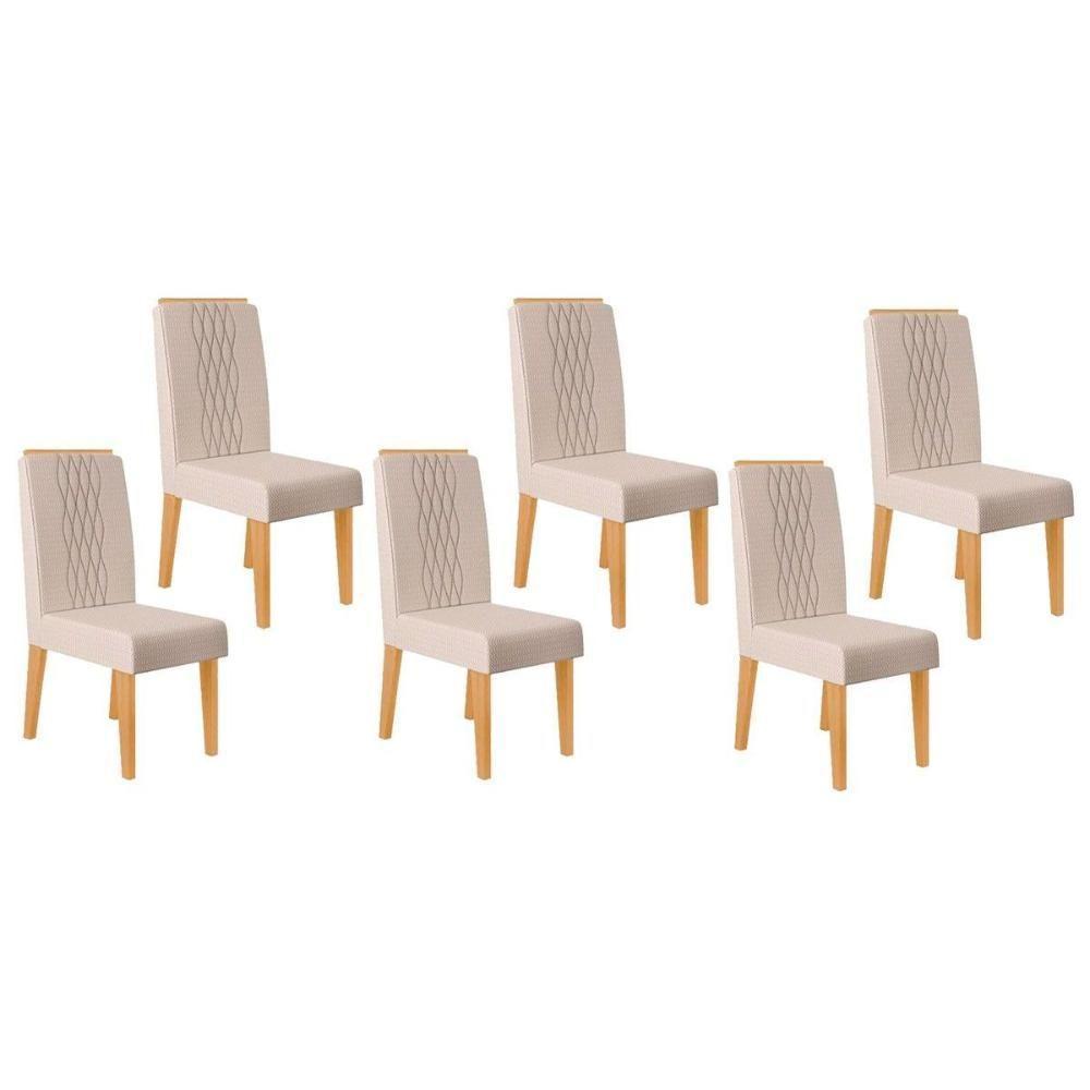 Kit 6 Cadeiras Sala Jantar Lia 6 Un Cedro Linho Neve - 1