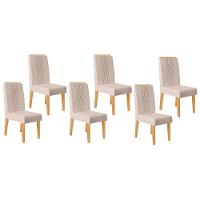 Kit 6 Cadeiras Sala Jantar Lia 6 Un Cedro Linho Neve - 1