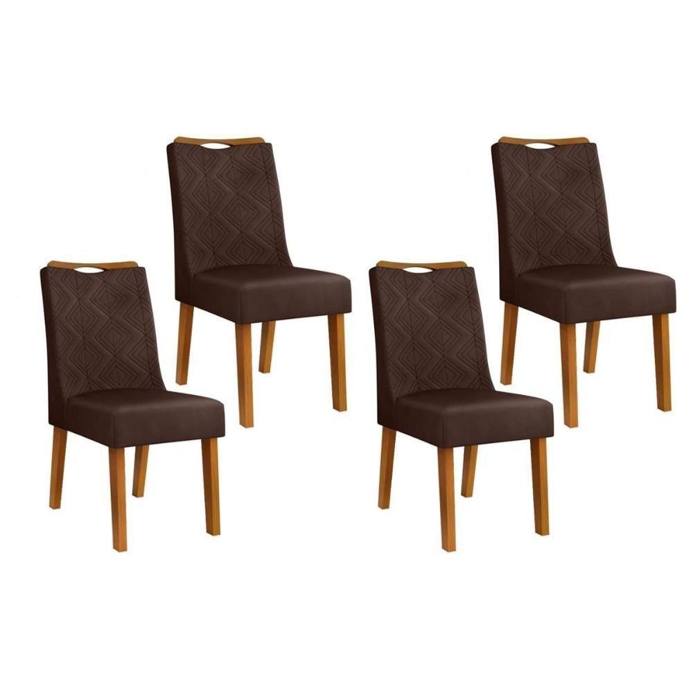 Kit 4 Cadeiras Sala Jantar Stela 4 Un Ipe Suede Moca - 1