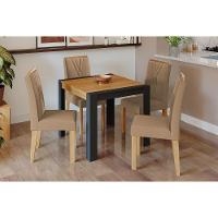 Conjunto Mesa De Cozinha Grace Tampo Madeirado 90x90cm E 4 Cadeiras Nicole Nature Suede Joli Chocolate Cimol - 1