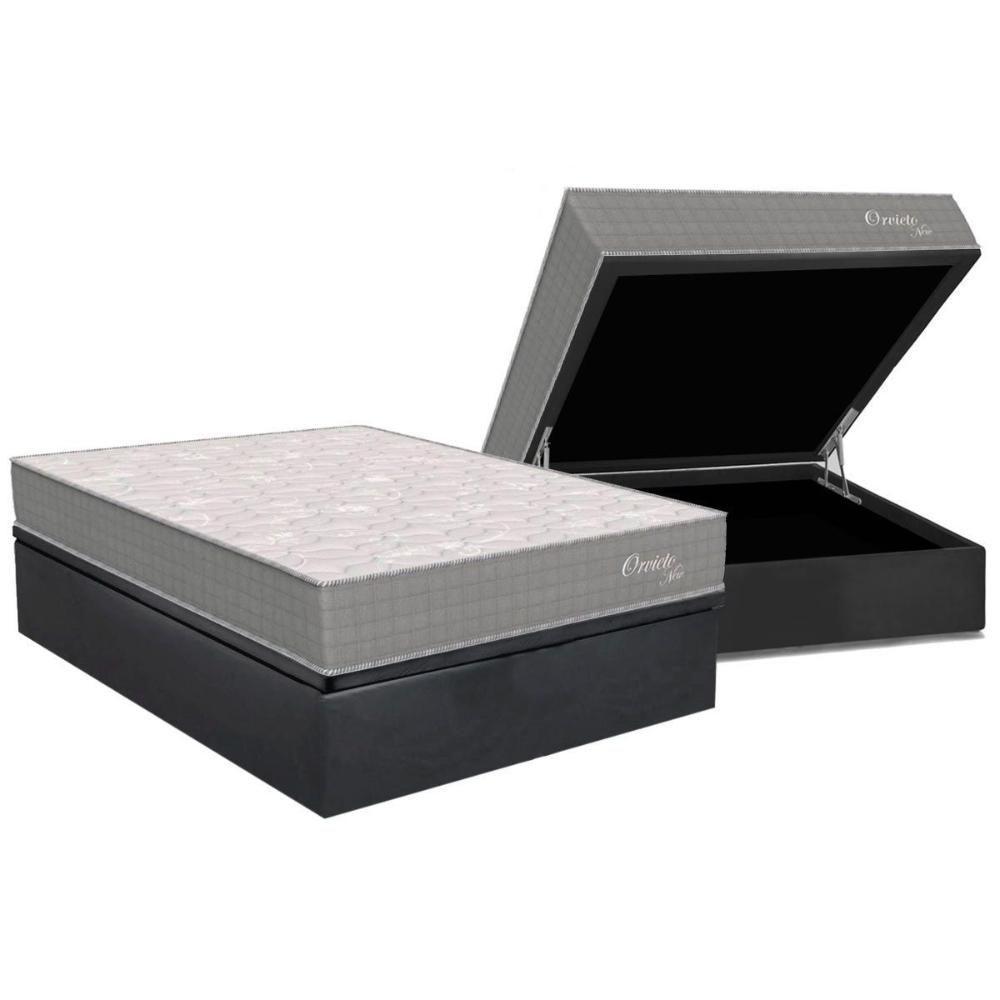 Cama Box Baú Casal: Colchão Molas Masterpocket Ensacadas Orthoflex Orvieto New + Base Crc Suede Gray (138x188) - 1