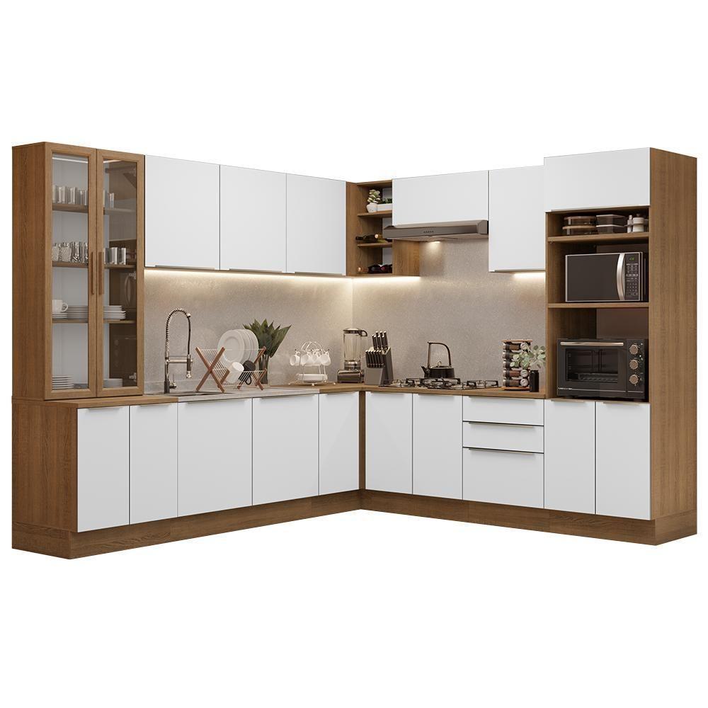 Armário De Cozinha Completa 566cm Veludo Lux Madesa 01 Rustic/Branco Veludo - 2