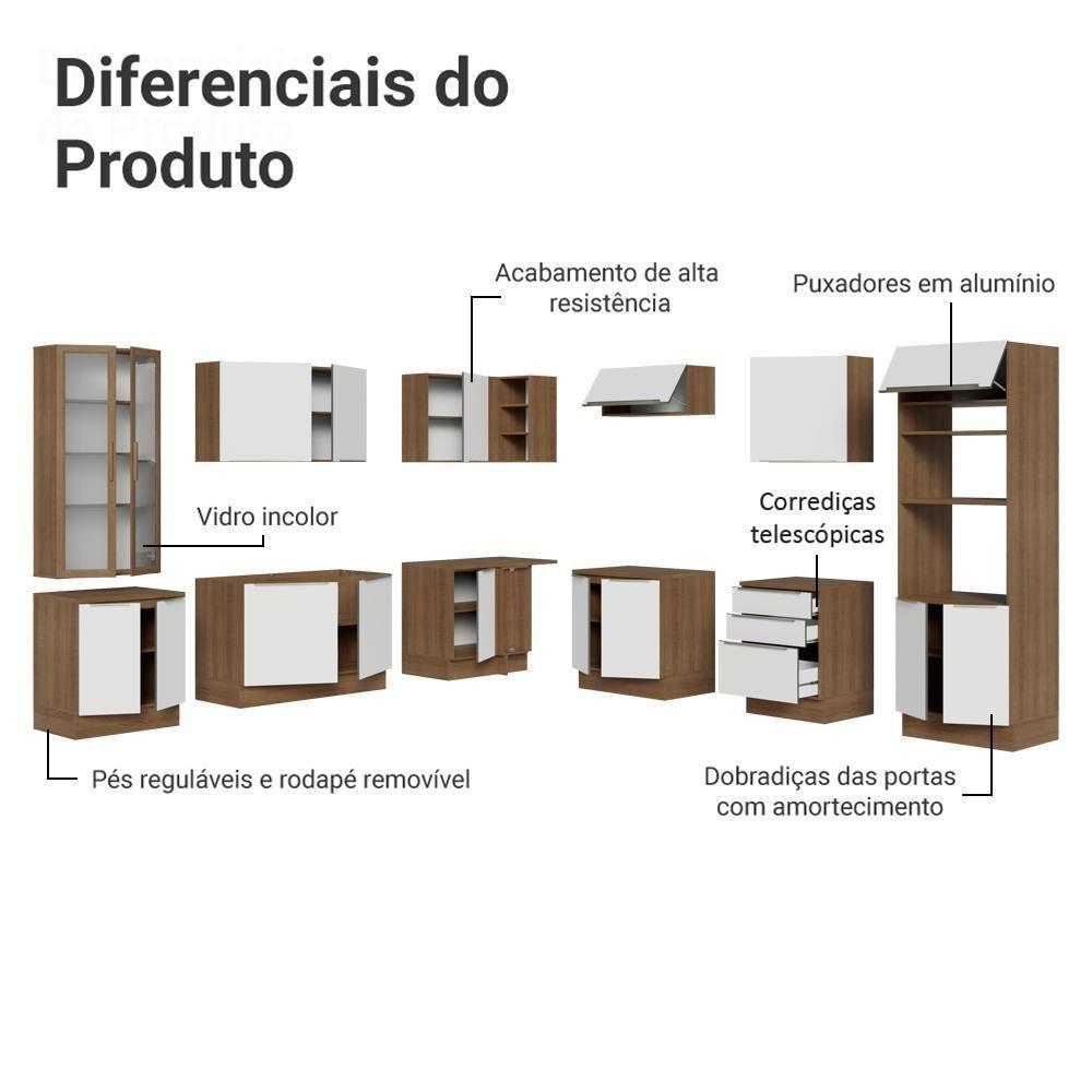 Armário De Cozinha Completa 566cm Veludo Lux Madesa 01 Rustic/Branco Veludo - 4