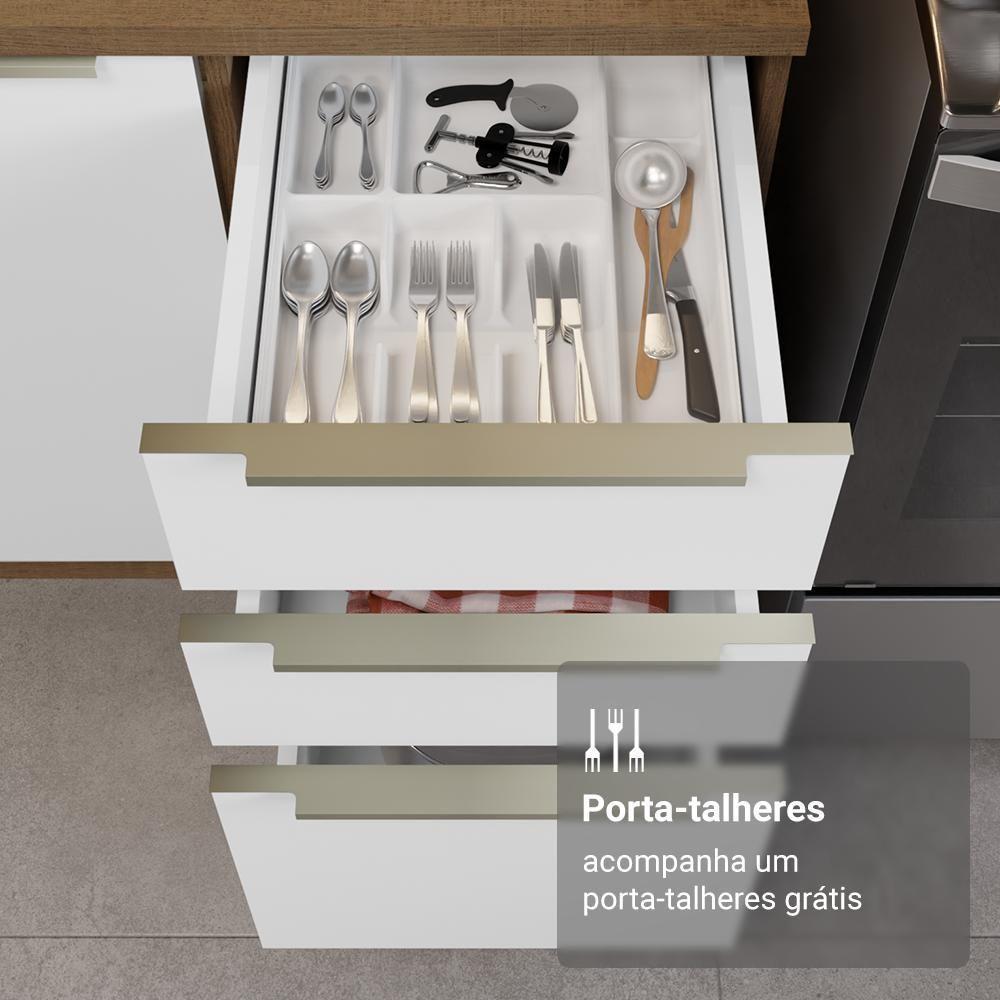 Armário De Cozinha Completa 566cm Veludo Lux Madesa 01 Rustic/Branco Veludo - 7