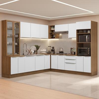 Armário de Cozinha Completa Veludo Lux 15 Portas 3 Gavetas MDF 566cm Branco Rustic