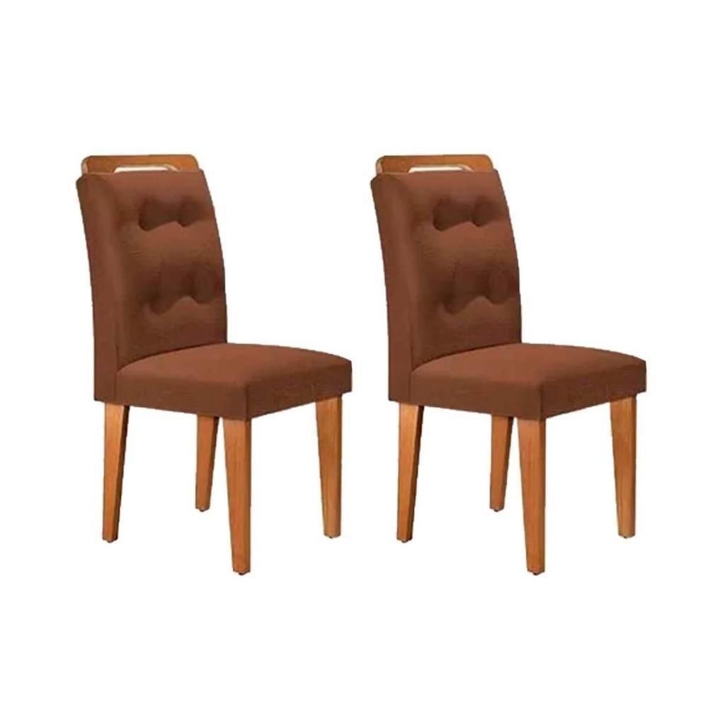 Kit 2 Cadeiras Sala Jantar Imperatriz 2 Un Madeira Capuccino Suede Marrom Rufato - 1