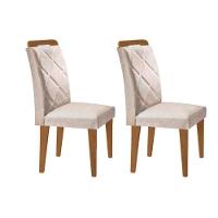 Kit 2 Cadeiras Sala Jantar Melissa 2 Un Madeira Capuccino Suede Creme Rufato - 1