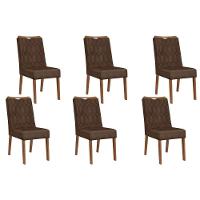 Kit 6 Cadeiras Sala Jantar Bia 6 Un Freijó Suede Moca - 1