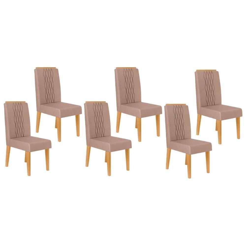 Kit 6 Cadeiras Sala Jantar Lia 6 Un Cedro Suede Kraft - 1