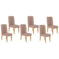 Kit 6 Cadeiras Sala Jantar Lia 6 Un Cedro Suede Kraft - 1