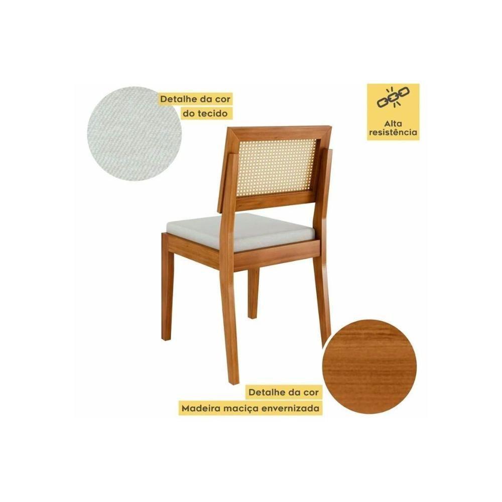 Conjunto Mesa De Cozinha Monalisa Com Tampo Madeirado Com Vidro 160cm E 6 Cadeiras Rainha Natural Nesher - 4