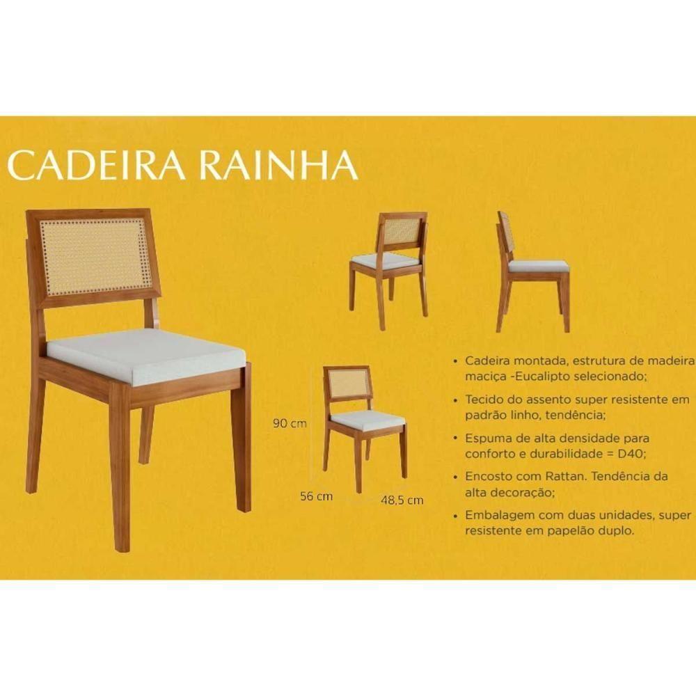 Conjunto Mesa De Cozinha Monalisa Com Tampo Madeirado Com Vidro 160cm E 6 Cadeiras Rainha Natural Nesher - 7
