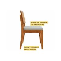 Conjunto Mesa De Cozinha Monalisa Com Tampo Madeirado Com Vidro 160cm E 6 Cadeiras Rainha Natural Nesher - 5