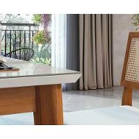 Conjunto Mesa De Cozinha Monalisa Com Tampo Madeirado Com Vidro 160cm E 6 Cadeiras Rainha Natural Nesher - 6