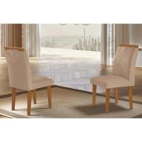 Kit 2 Cadeiras Sala Jantar Amsterdã 2 Un Madeira Capuccino Linho Bege Turim Rufato - 1