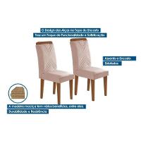 Kit 2 Cadeiras Sala Jantar Amsterdã 2 Un Madeira Capuccino Linho Bege Turim Rufato