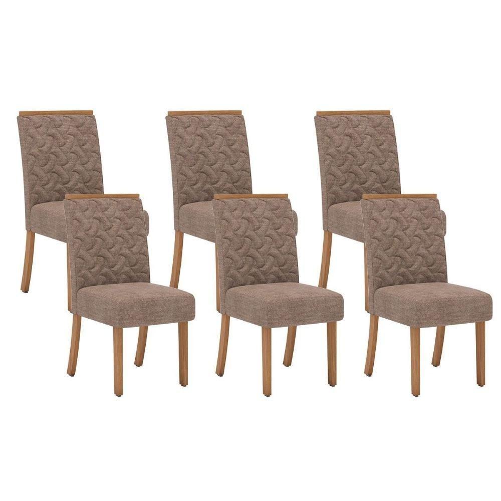Kit 6 Cadeiras Sala Jantar Esther 6 Un Nature Linho Cacao - 1