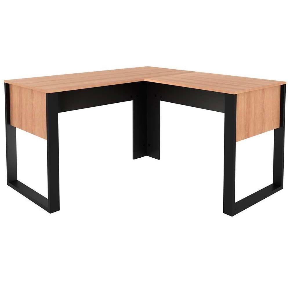 Mesa Multiuso Escritório Canto Me4181 Amêndoa Preto Tecno Mobili - 7