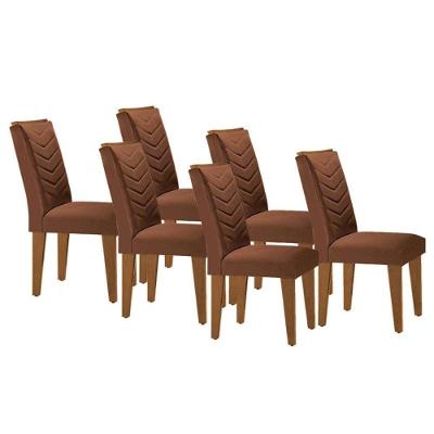 Kit 6 Cadeiras Sala Jantar Londrina 6 Un Capuccino Suede Marrom Rufato