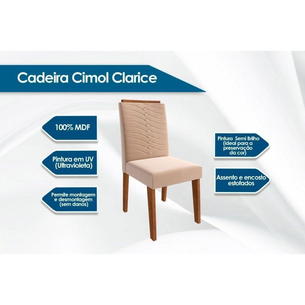 Kit 4 Cadeiras Sala Jantar Clarice 4 Un Madeirado Suede Joli Capuccino Cimol - 3