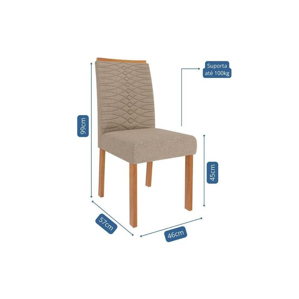 Kit 4 Cadeiras Sala Jantar Clarice 4 Un Madeirado Suede Joli Capuccino Cimol - 5