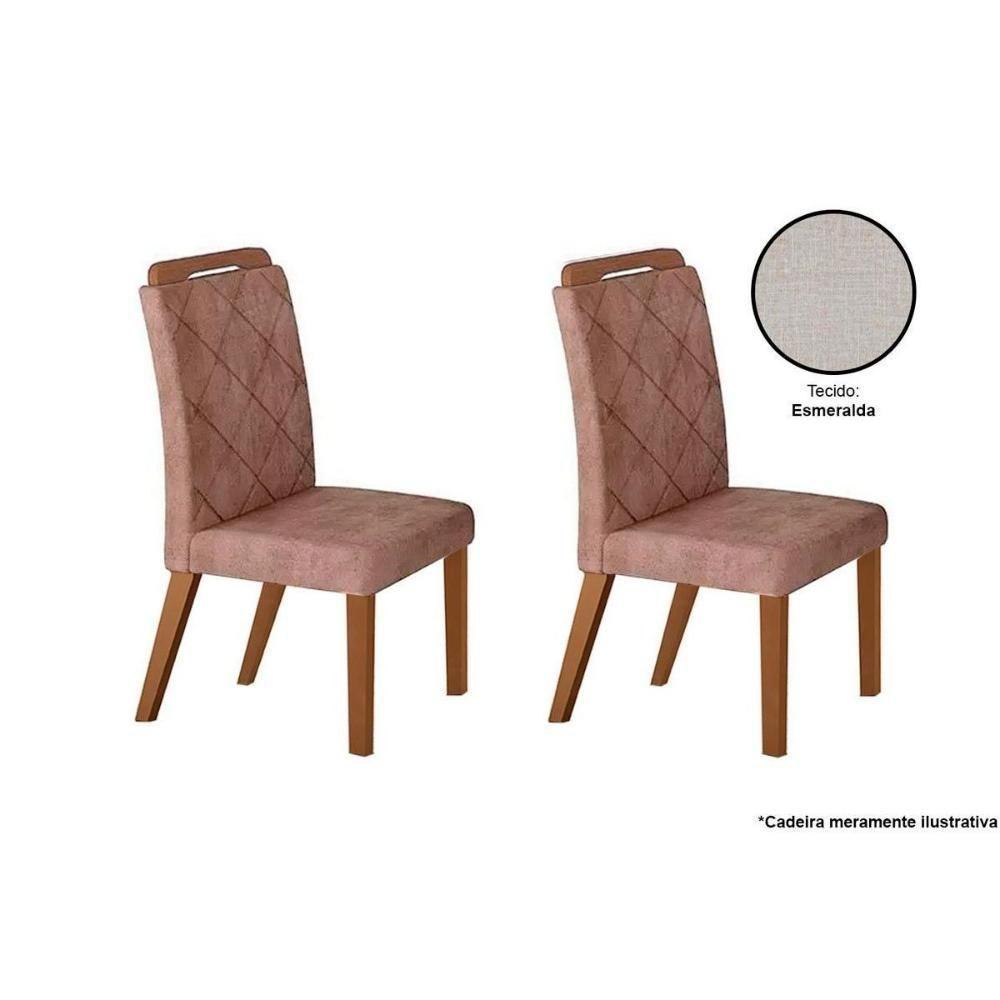 Kit 2 Cadeiras Sala Jantar Melissa 2 Un Madeira Capuccino Suede Creme Rufato - 1
