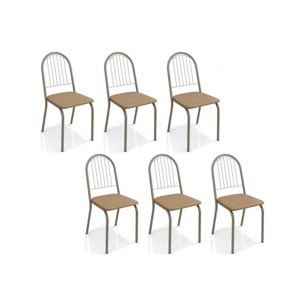 Kit 6 Cadeiras Sala Jantar Noruega C077 6 Un Niquel Courano Capuccino - 1