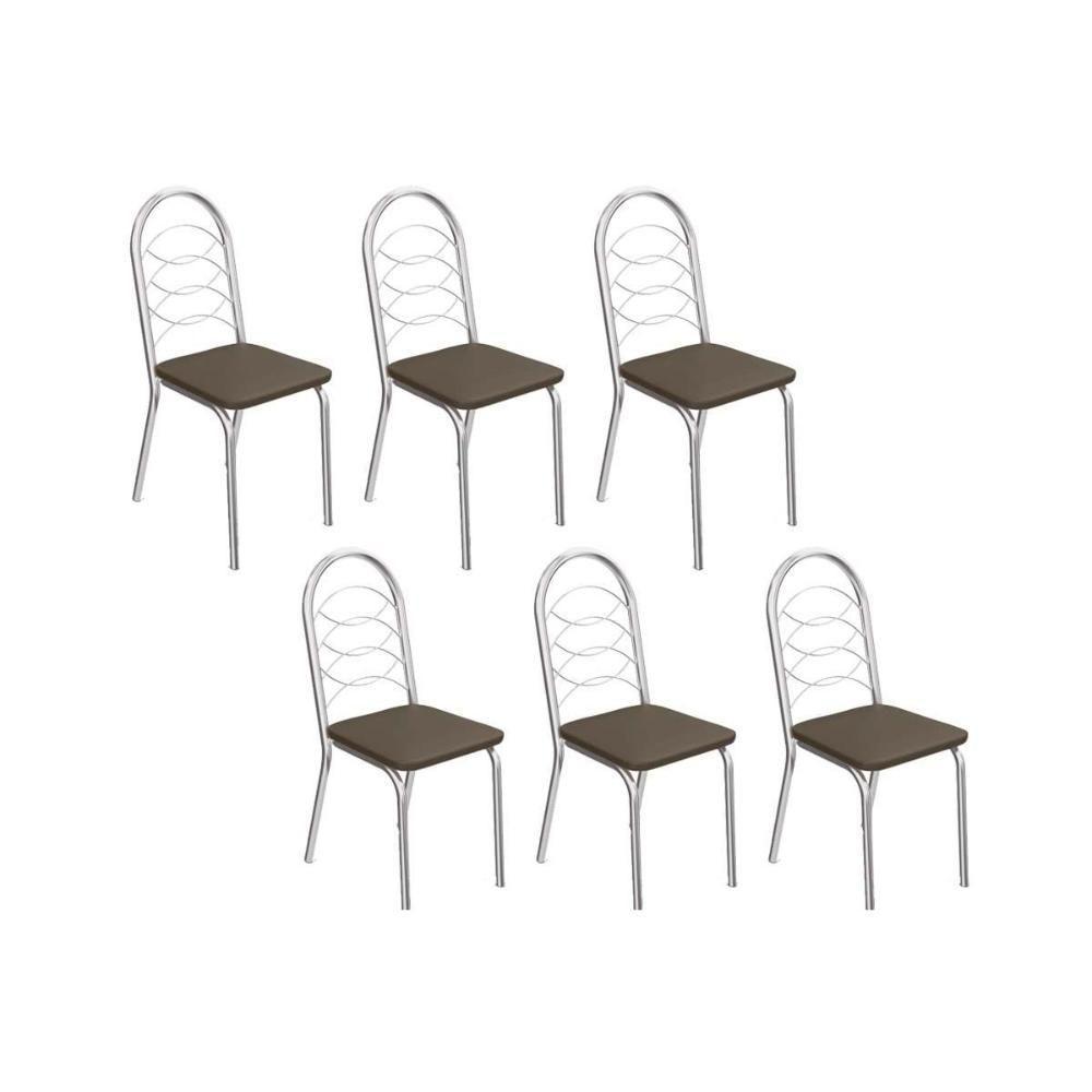 Kit 6 Cadeiras Sala Jantar Holanda C009 6 Un Cromado Marrom 21 - 1