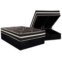 Conjunto Box Baú Queen: Colchão Molas Paropas D28 - Master Ag80 Black Double Face 25 + Base Crc Suede Black (158x198) - 1