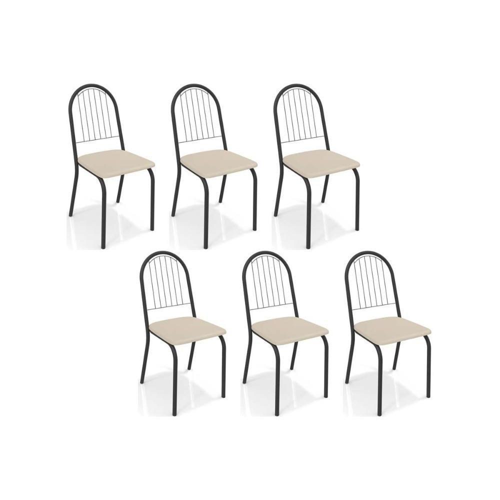 Kit 6 Cadeiras Sala Jantar Noruega C077 6 Un Preto Fosco Nude 16 - 1