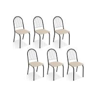 Kit 6 Cadeiras Sala Jantar Noruega C077 6 Un Preto Fosco Nude 16 - 1
