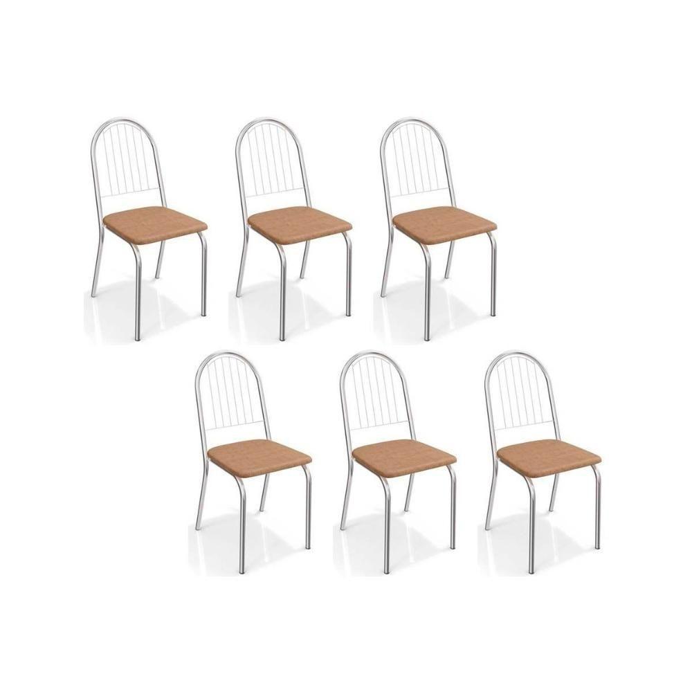 Kit 6 Cadeiras Sala Jantar Noruega C077 6 Un Cromada Capuccino - 1