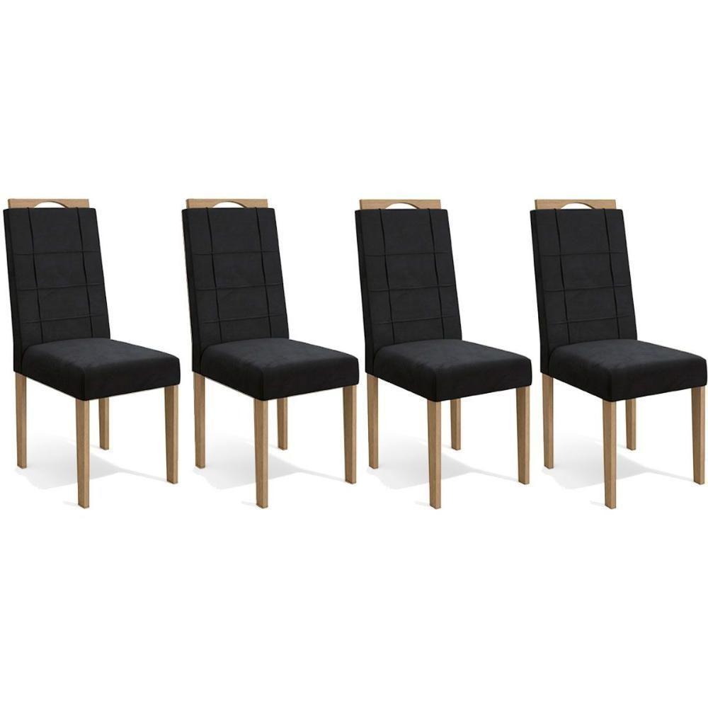 Kit 4 Cadeiras Sala Jantar 2cad150ea 4 Un Eucalipto Suede Preto A038 - 1
