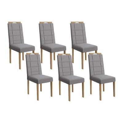 Kit 6 Cadeiras Sala Jantar 2cad150ea 6 Un Eucalipto Suede Cinza Titanio A050