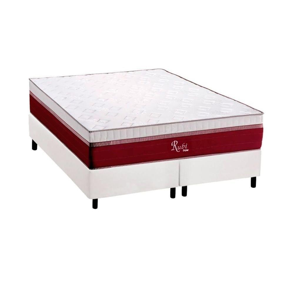 Cama Box Queen: Colchão Molas Masterpocket Ensacadas Polar Rubi + Base Crc Courano White (158x198) - 1