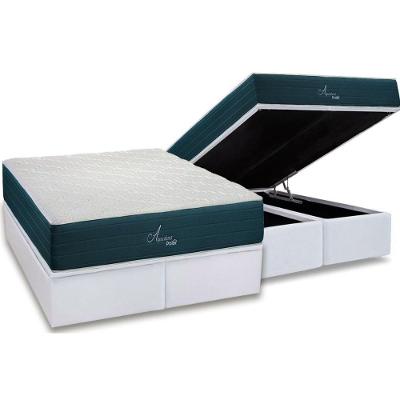 Cama Box Baú King: Colchão Molas Masterpocket Ensacadas Polar Aquariuns + Base Crc Courano White (193x203)