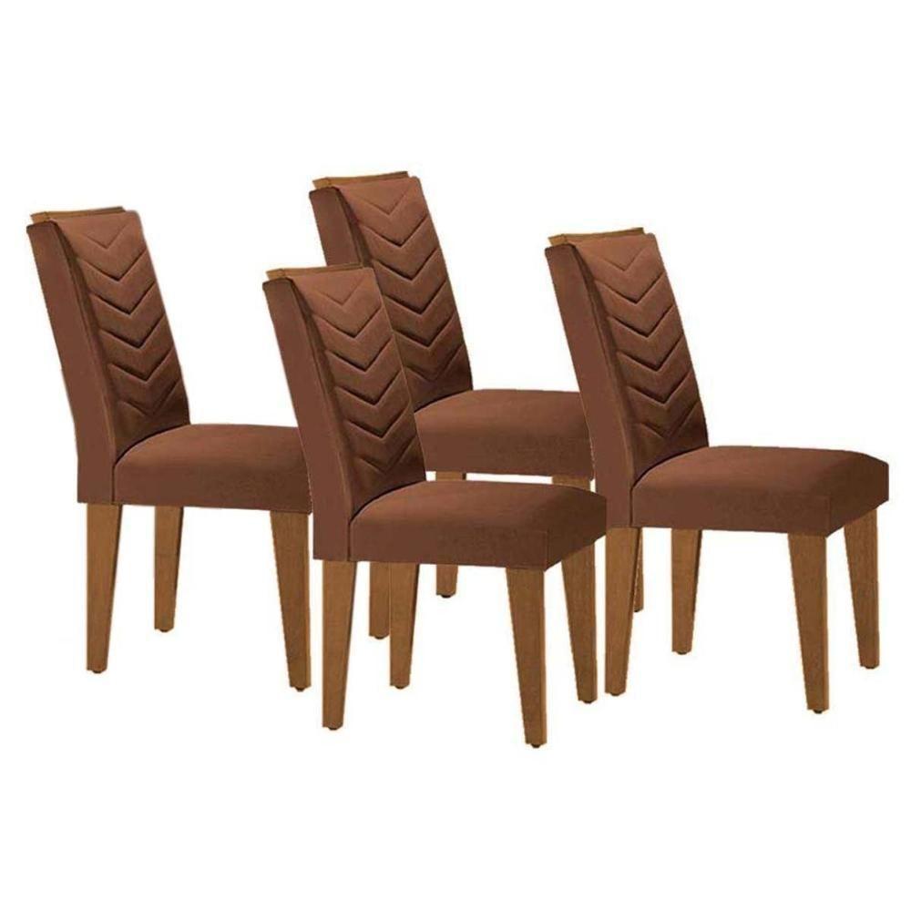 Kit 4 Cadeiras Sala Jantar Londrina 4 Un Capuccino Suede Marrom Rufato - 1