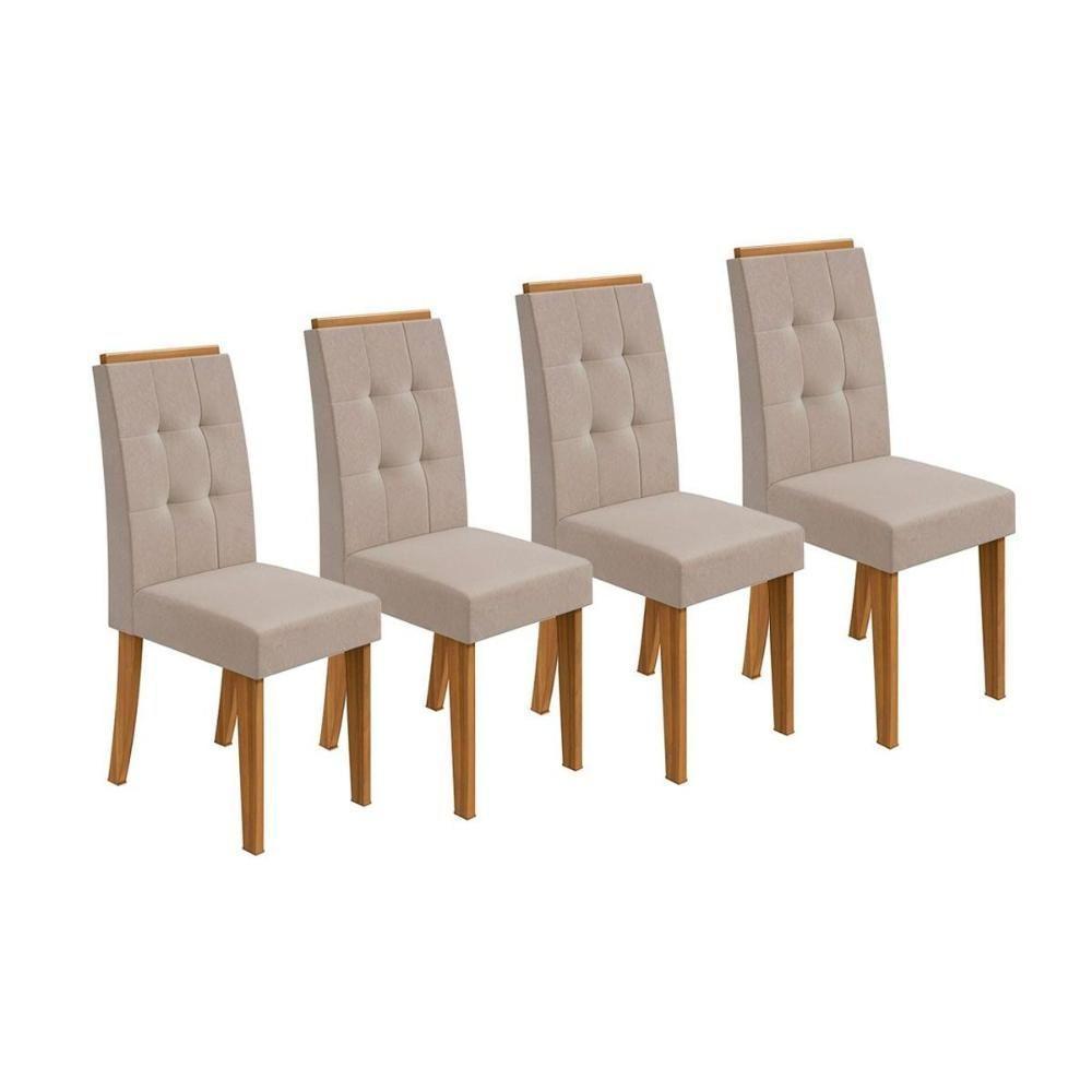 Kit 4 Cadeiras Sala Jantar Celebrare 4 Un Amêndoa Suede Creme Lopas - 1