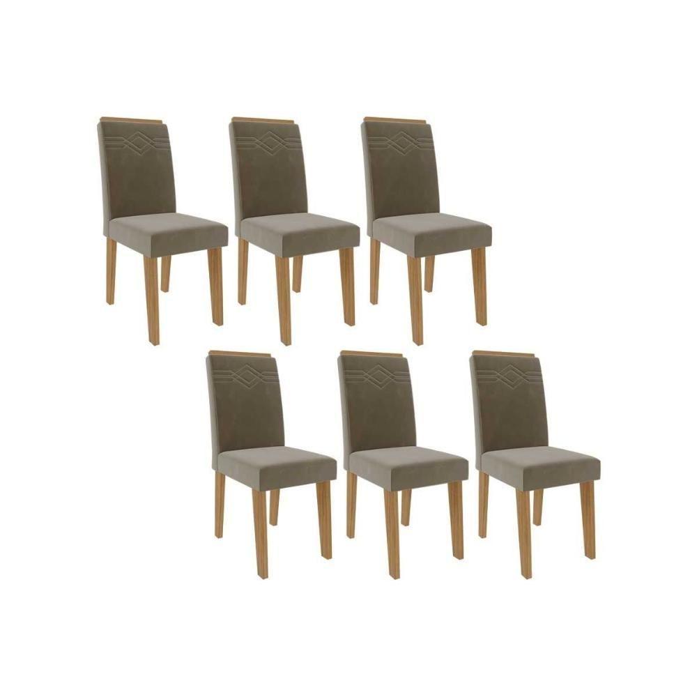 Kit 6 Cadeiras Sala Jantar Taís 6 Un Nature Suede Joli Chocolate Cimol - 1