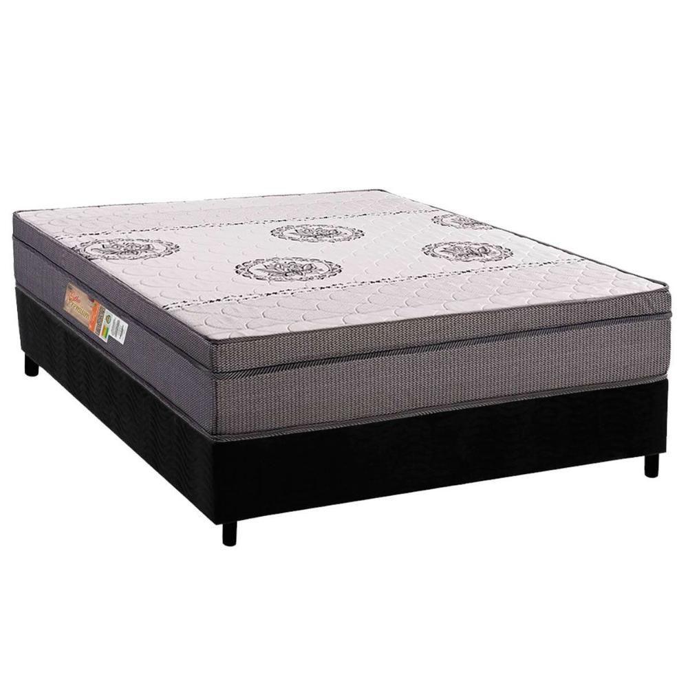 Cama Box Viúva: Colchão Ortopédico Polar D28 Orthopremium Grey + Base Crc Suede Black (128x188) - 1