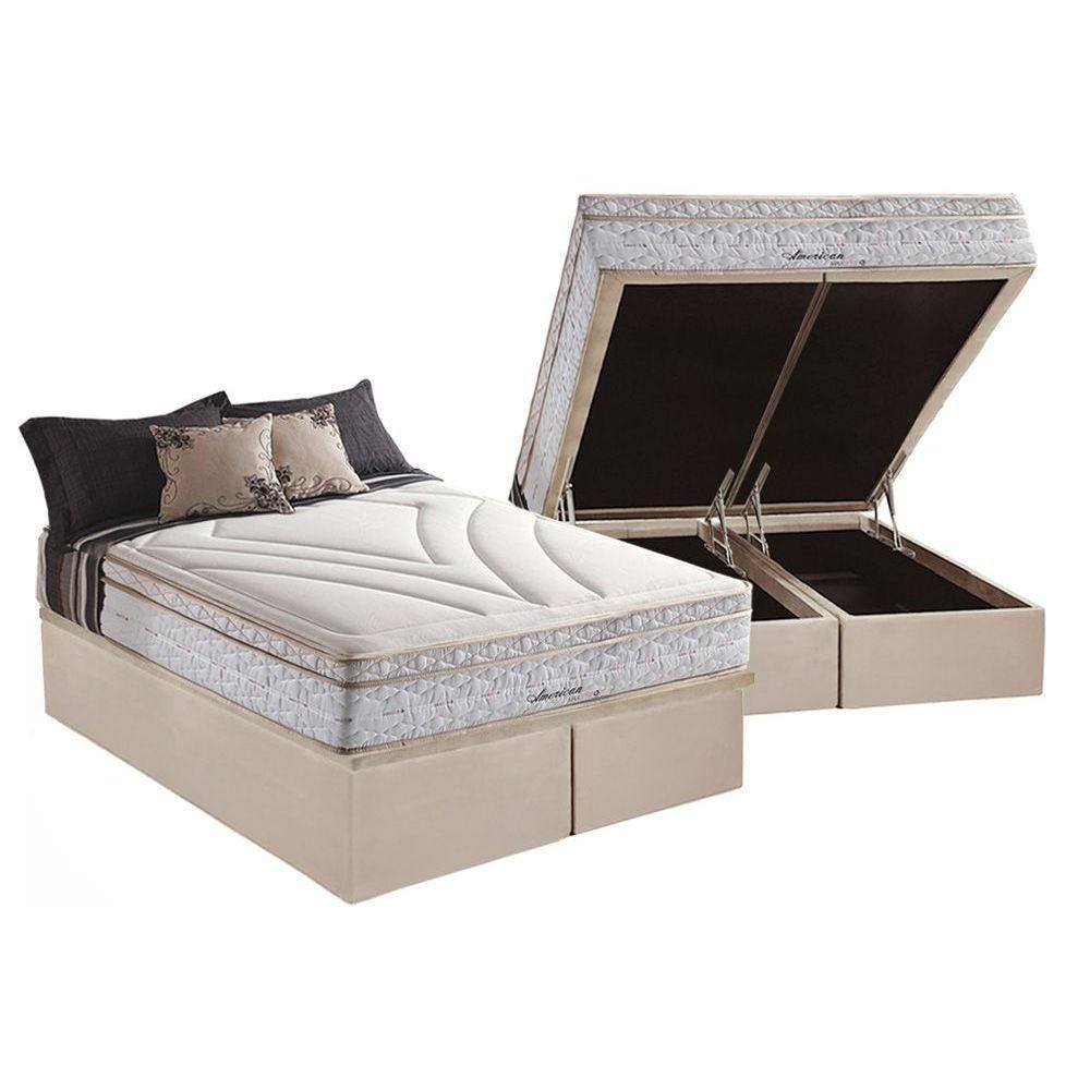 Cama Box Baú Queen: Colchão Molas Masterpocket Ensacadas Herval Maxspring American + Base Crc Suede Clean (158x198) - 1